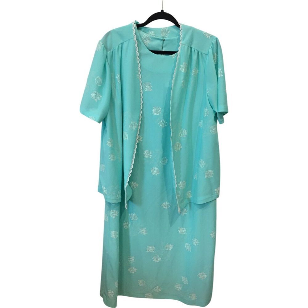 HHR Summer Beach Set Top Lace Hem &‎ Sleeveless Belted Women's Dress Mint